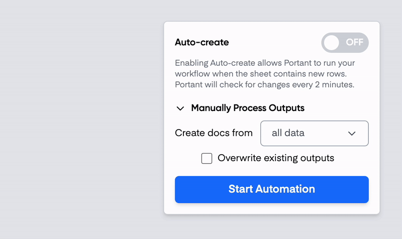 Start automation in Portant